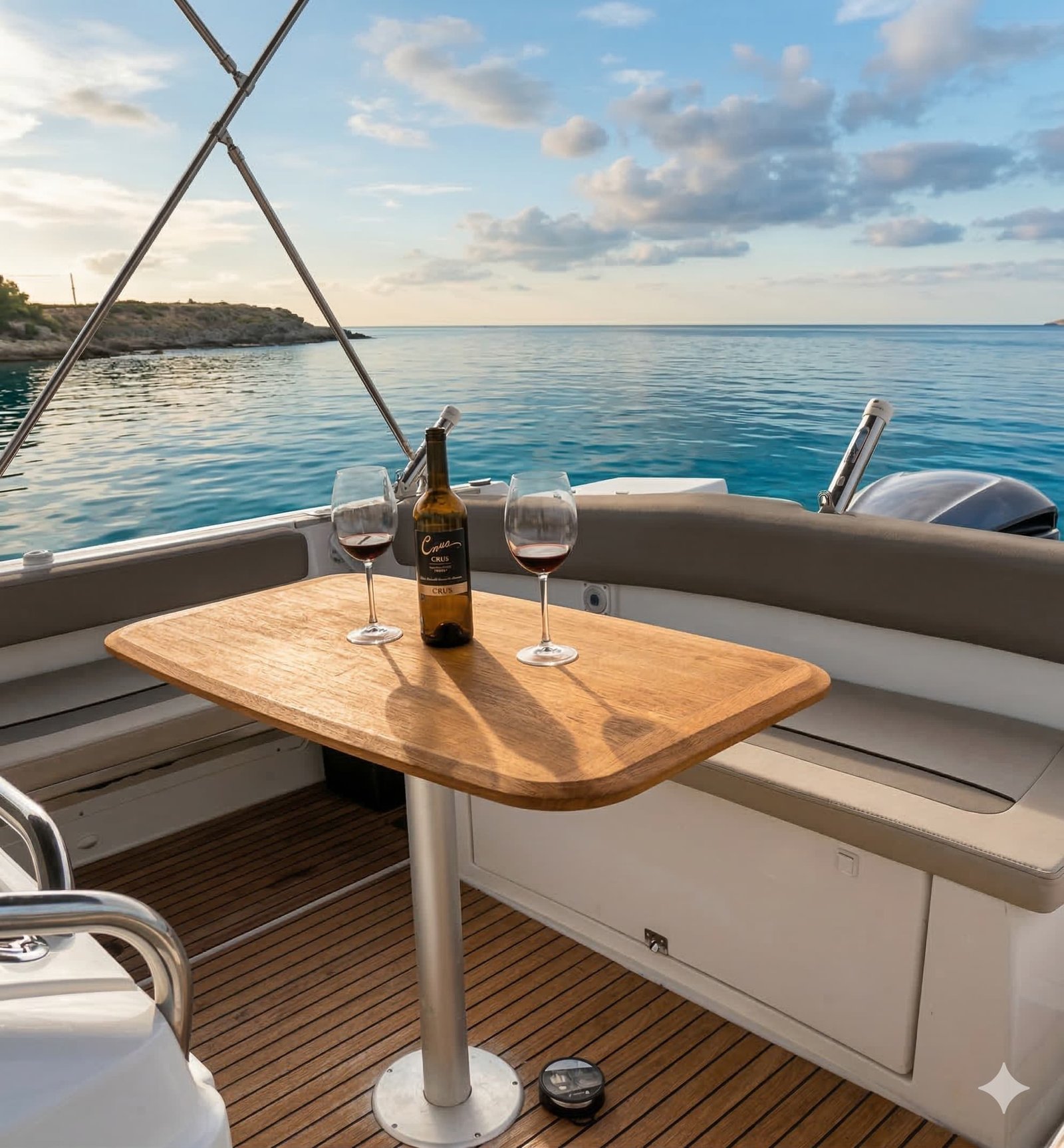 vista popa barco vista de la popa y motores del barco con comodidades